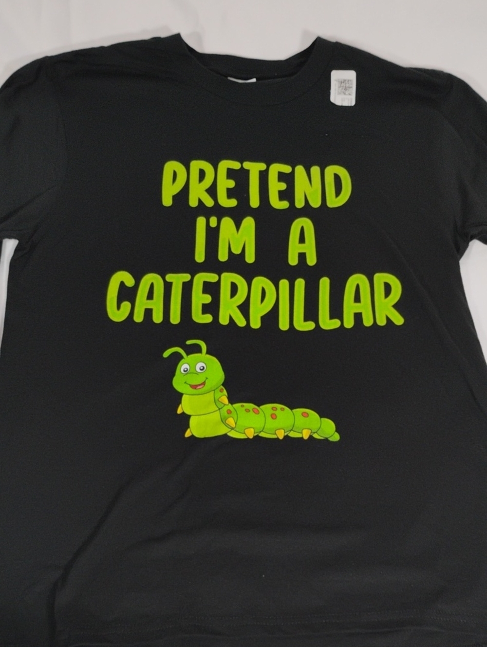Port and Company Black Long Sleeve Tee with Bright Green Caterpillar Graphic
